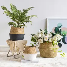 Handmade Flower Pots Planters Decorative Seagrass Rattan Storage Basket Toys Laundry Hamper Home Organizer 5 Sizes Flower Basket