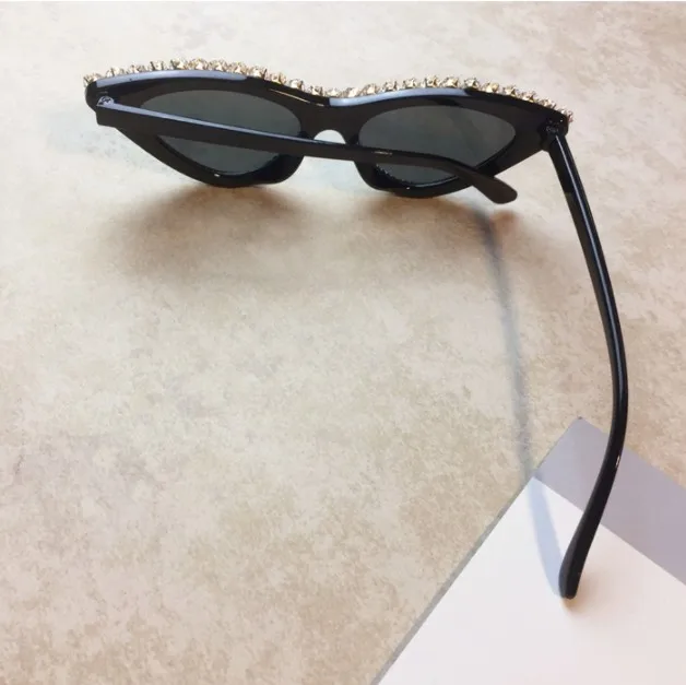 ZAOLIHU Роскошные Алмазные женские солнцезащитные очки черная оправа солнцезащитные очки «кошачий глаз» UV400 Bling Eyewear oculos de sol