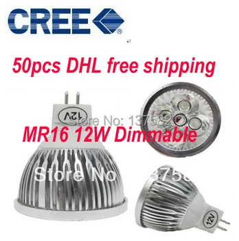 オンライン Dhl送料無料卸売50ピース調光可能なmr16 4 × 3ワット12ワットcreeのled Ledランプスポットライトdc12vハイパワーledライトダウンライト
