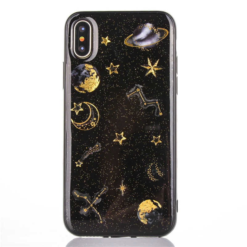 Блестящий чехол для телефона Space Planet iphone X 8 Plus роскошные милые мягкие силиконовые