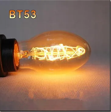 Подвесной светильник в стиле ретро st64 vintage edison bulb DIY веревка кулон E27 накаливания углеродной лампы 110v 220v отпуске огни лампы накаливания лампада - Цвет: BT53 Spirai