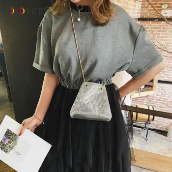 

Fashion Rhinestone Shoulder Bag Women Elegant Party Small Bucket Crossbody Bags