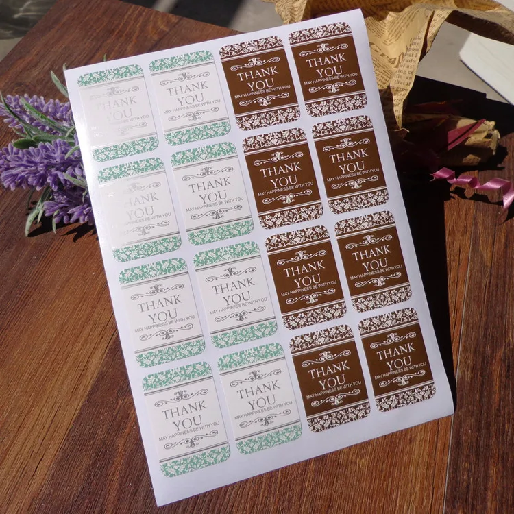 

80Pcs Thank You Blue and Brown Handmade Cake Packaging Sealing Label Kraft Sticker Baking DIY Gift Box Rectangle Stickers M1206