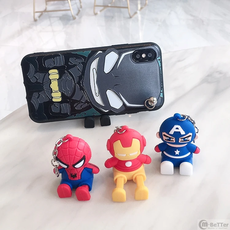 Для samsung S9/10 plus чехол для телефона Galaxy note 8/9 мультяшный Железный человек оболочка S6/S7edge S8+ мягкий чехол летучая мышь человек паук держатель ремень