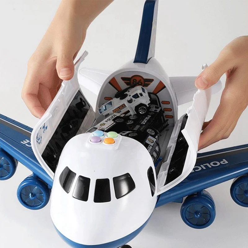 Children'S Toy Aircraft Boy Baby Oversized Music Track Inertia Toy Car Plane Passenger Model Large Storage Space