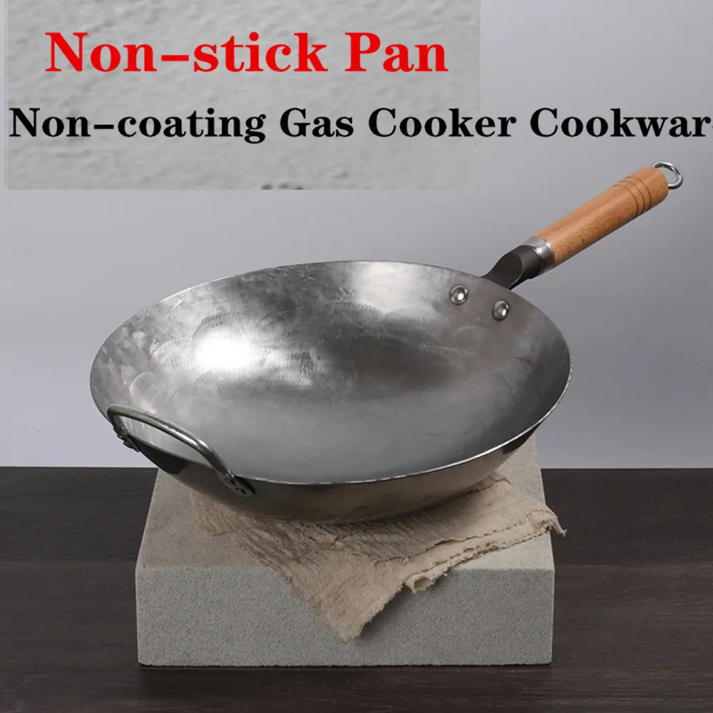 

Non-coating Pot Chinese style traditional handmade iron pot thickening non coated round bottom pan wok cook large cooking pot /5