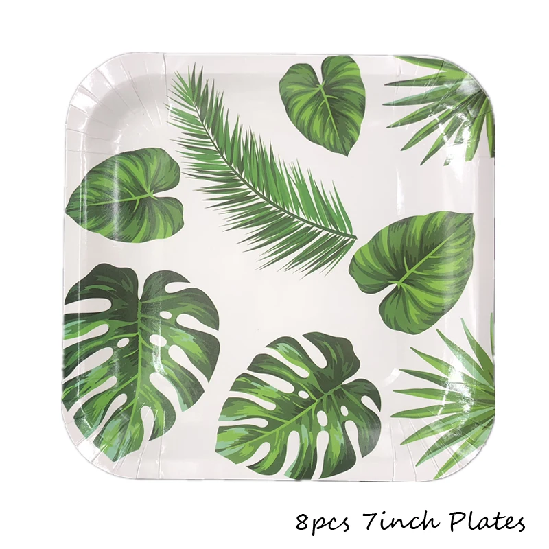 

Omilut Tropical Palm Leaf Disposable Plates Hawaii Party Decor Supplies Summer Flamingo Birthday Party Disposable Tableware Set