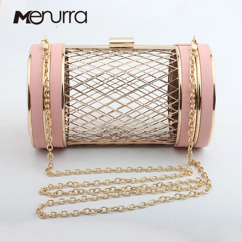 WHOLESALE EVENING BAG CIRCULAR PERSONALITY HOLLOW METAL CAGES PARTY CLUTCH SHOULDER HANDBAG MESSENGER BAGS PURSE | Багаж и сумки