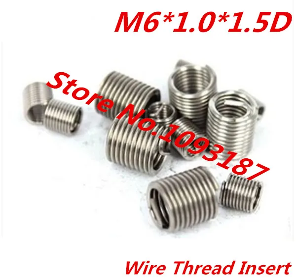 100pcs M6*1.0*1.5D M6 X 1.5D Stainless Steel A2 Wire Thread Insert / M6