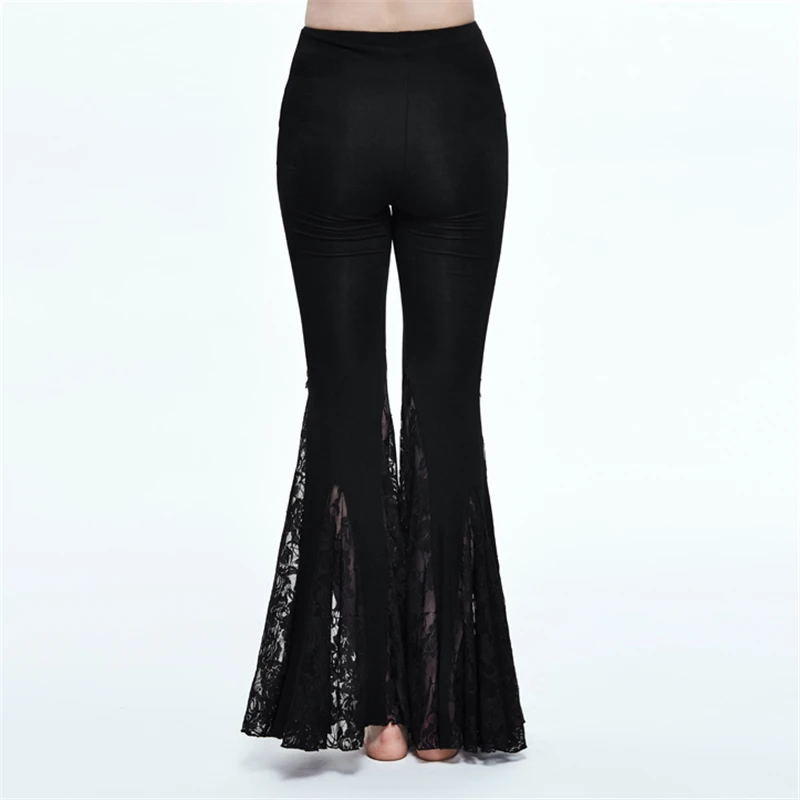 Vintage Gothic Black Stretch Leggings For Women Wide Leg Pants ...