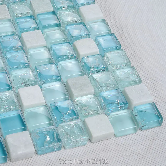 Crystal glass tile backsplash kitchen crack glass stone blend mosaic