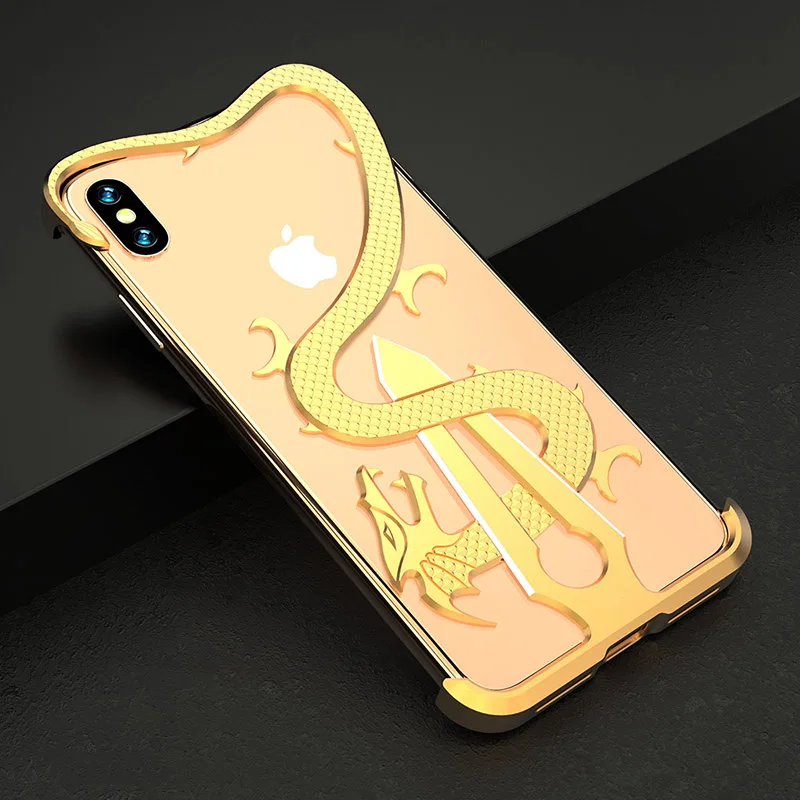 Для iPhone XS Max чехол Роскошный тонкий жесткий металлический алюминиевый сплав Броня защитный бампер чехол для телефона для iPhone XR X задняя крышка - Цвет: Gold