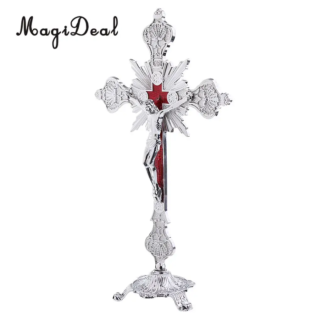 Crucifix Jesus Christ On The Stand Cross Catholic Statue Figurine for Home Chapel Ornament
