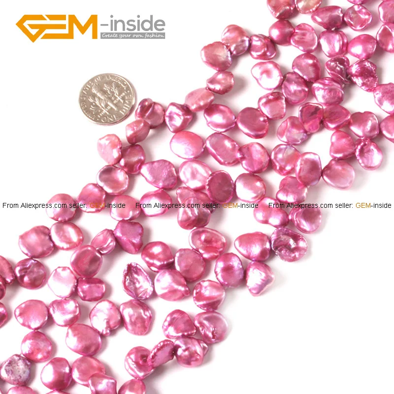 Round Coin Pearl Beads 6-8x10-12mm Freeform Freshw...