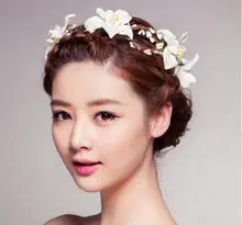 Artificial flower rose Romantic,white wedding garland Bridal wreath beach Photography Accessories Bridal Hair Accessories
