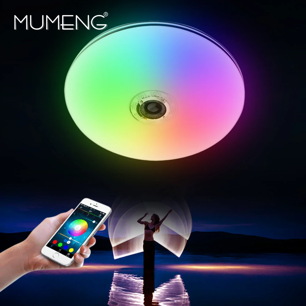 Умный светодиодный потолочный светильник RGB для гостиной 32 Вт с Bluetooth динамиком
