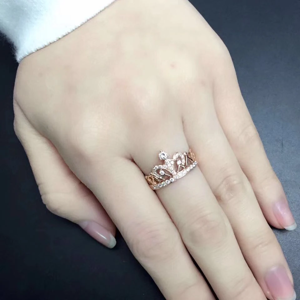 STARYEE корона королевы принцессы кольца для женщин Настоящее 18 К розовое золото обручальное кольцо ювелирные изделия натуральные бриллианты 0.29CT VS G Au750 штамп
