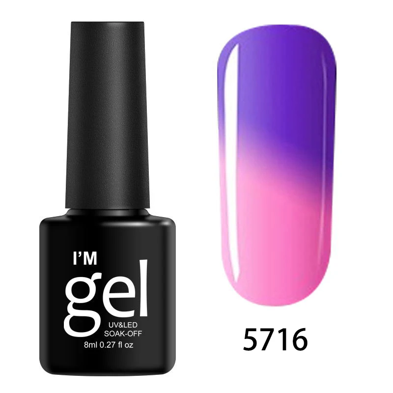 8 мл изменение температуры Цветной Гель-лак для ногтей Замачивание от изменения цвета лак для ногтей термический гель для дизайна ногтей DIY - Цвет: 5716