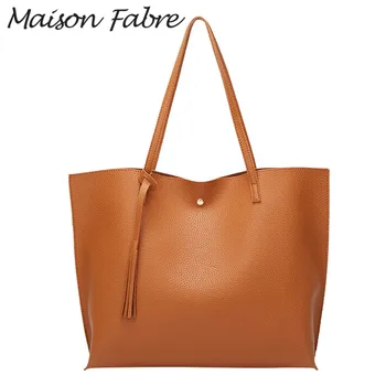 

Maison Fabre Bag women Leather Shoulder bag strap handles Tassel Shopping bag large Capacity 2020 Elegant ladies square handbag