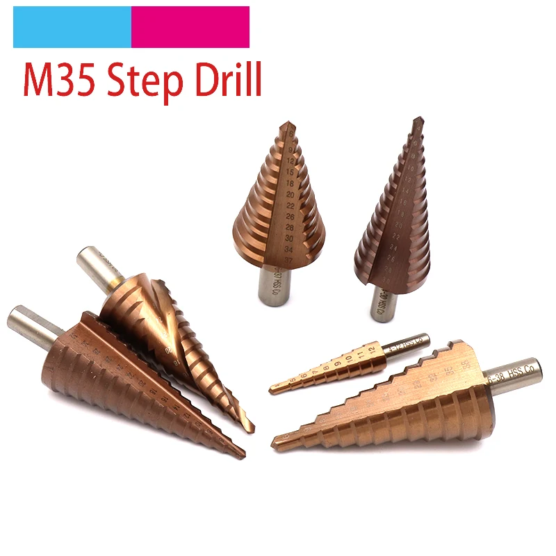 

1pcs HSS-CO M35 Hex Shank Spiral Groove Step Drill Bit Metal Cone Step Drilling Stainless Steel Hole Saw Hole Cutter Tools