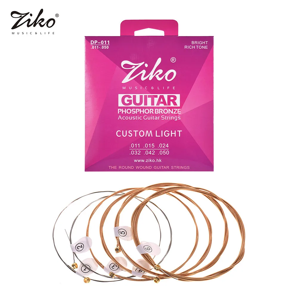 Струны для акустической гитары ZIKO DP 012 Light шестигранный сплав проволока из