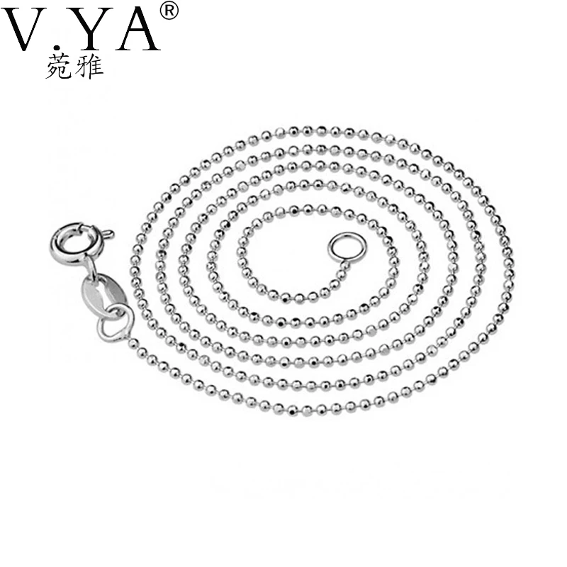 

Real 925 Sterling Silver necklace for women 1MM ball chain Fine Jewelry vintage high quality Wholesale free shipping GLN007