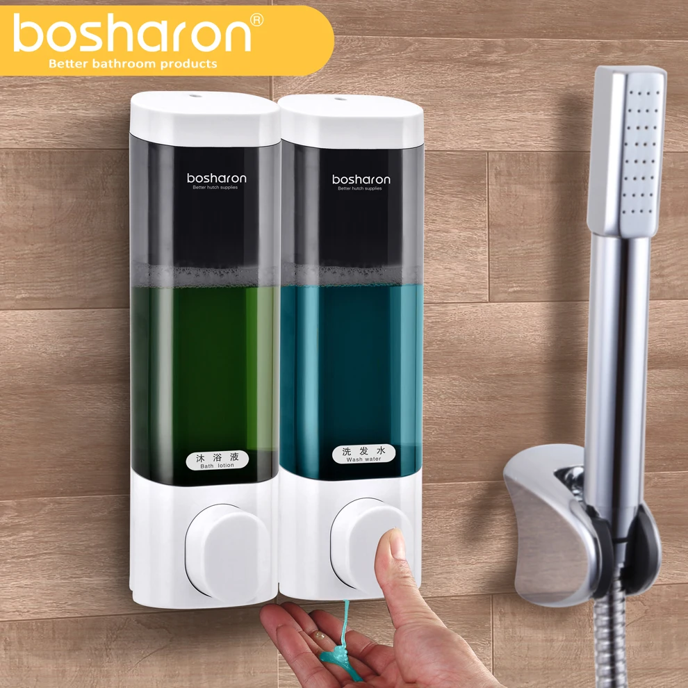 

300ml Double Hand Liquid Soap Dispenser Wall Mounted Bathroom Accessories Kitchen Hotel Home Decoration Detergent Shampoo Bottle