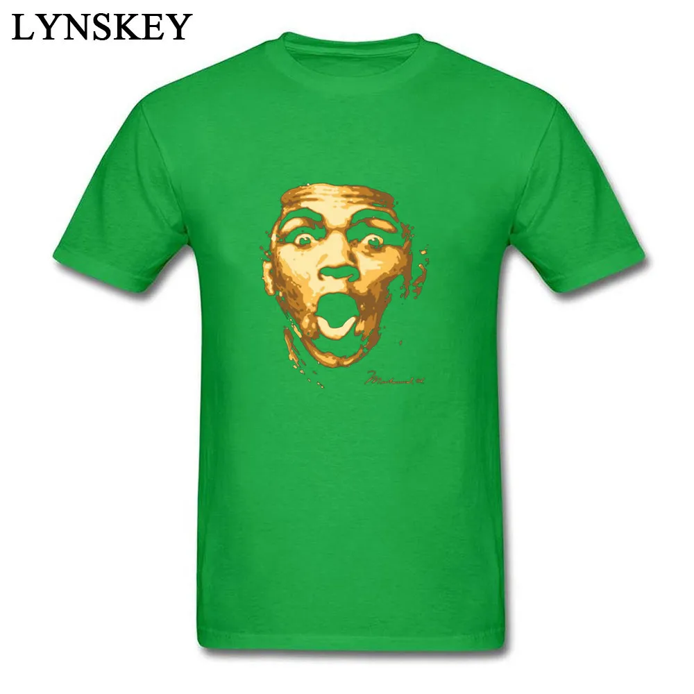 Normal T Shirt Fashion Round Collar Muhammad Ali Wallpapers 100% Cotton Fabric Men's Tops Shirt Classic Short Sleeve Tee-Shirt green