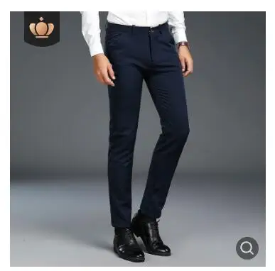 Techome пиджак в деловом стиле прямые модельные брюки черный 28-38 официальный Свадебный Мужской высококачественный костюм Брюки Модный тонкий крой - Цвет: 667 Navy blue