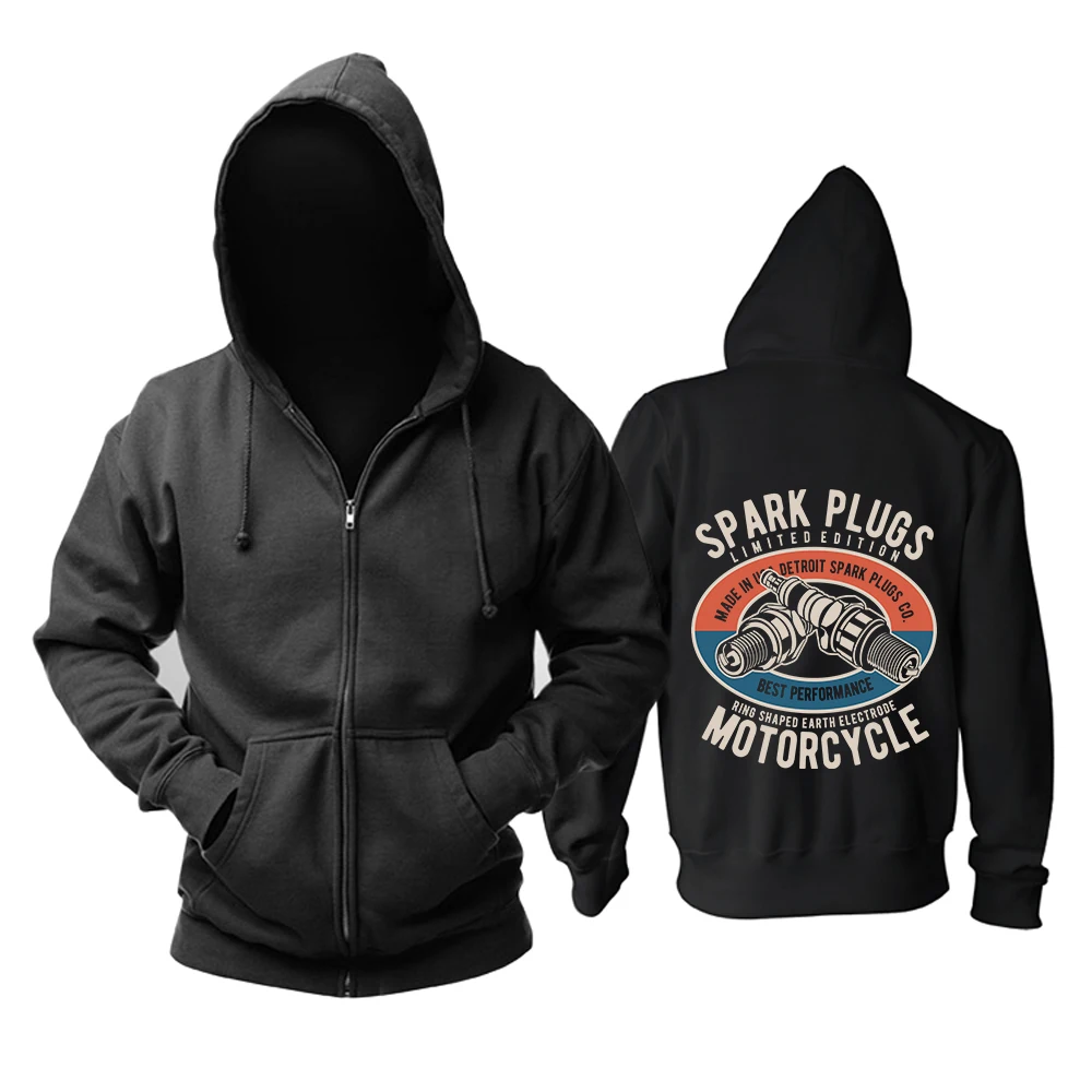 

Bloodhoof Spark Plugs Motorcycle Locomotive Printing Black Cotton Men Hip Hop Unisex Tops Hoodie Asia Size