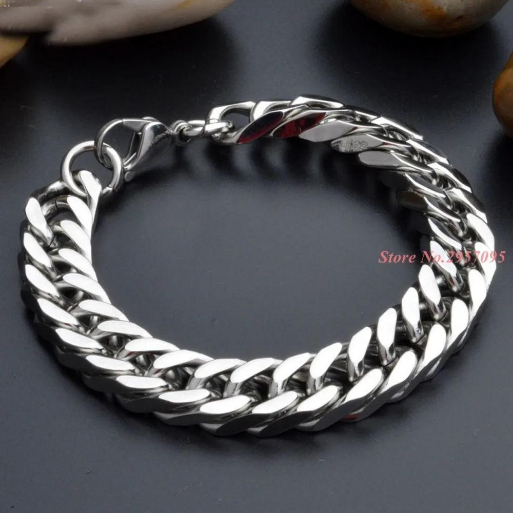Hot Selling 10mm width Cool Clasp Mens Stainless Steel Chains Bracelets