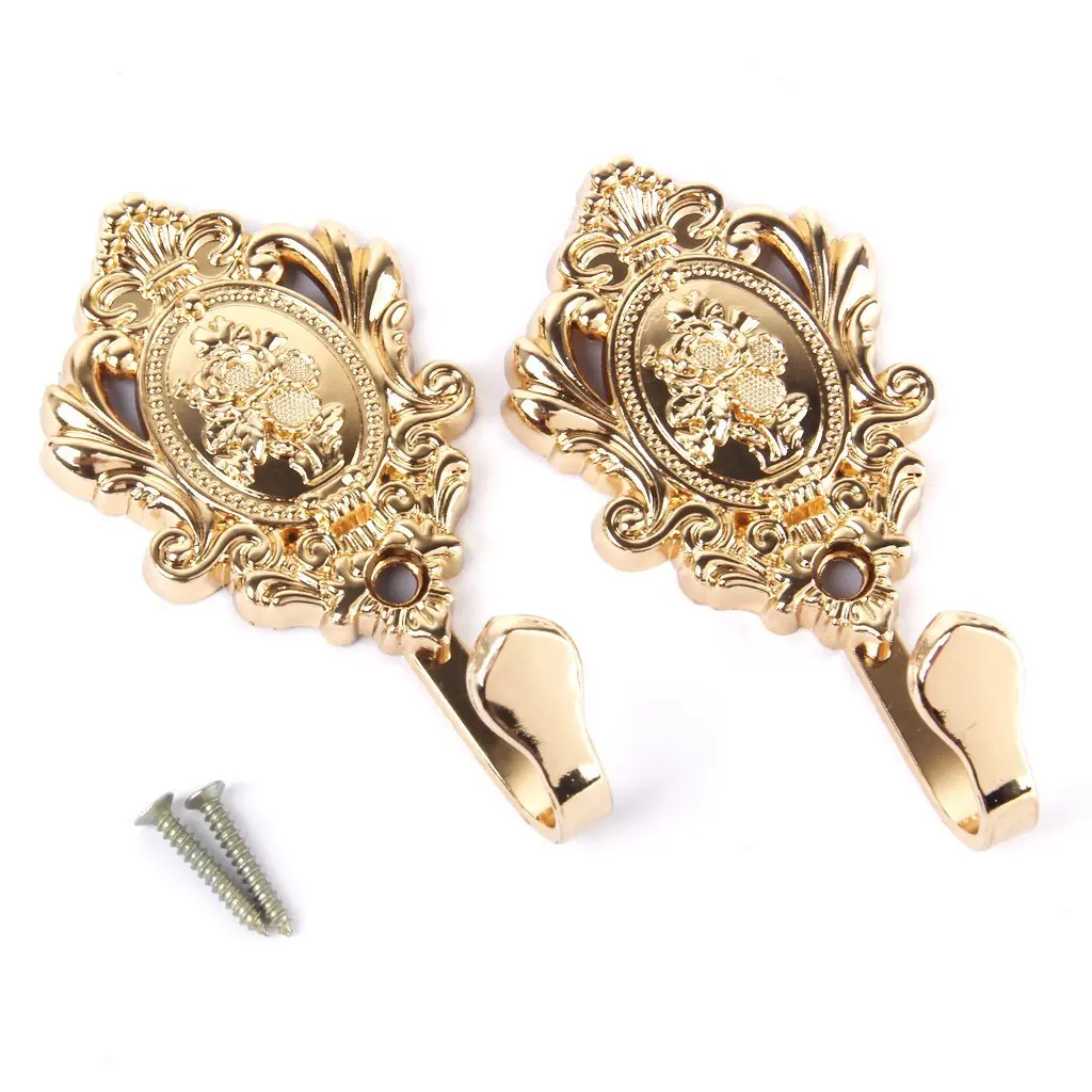 2pcs Rose Pattern Vintage Alloy Drapery Curtain Holdbacks Tieback