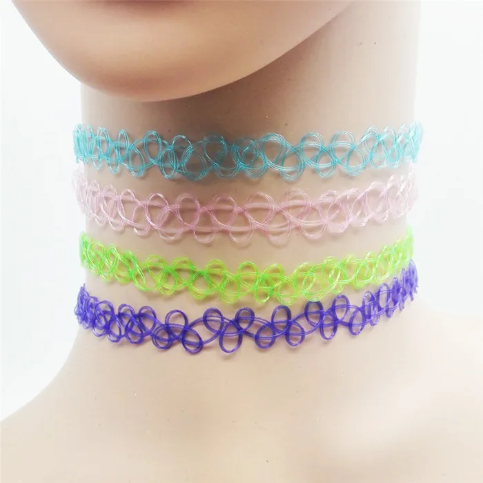 13 colors Hot Selling Vintage Stretch Tattoo Choker Necklace Gothic Punk Grunge Henna Elastic with Choker Necklaces (16)