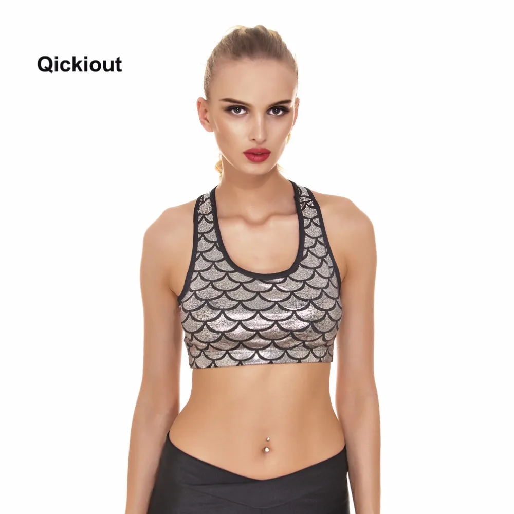 

Qickitout Bra 2016 New Mermaid Scales Top Women New Bra Breathable Fitness New style Vest Hot Stretch Push Up Bra Brassiere