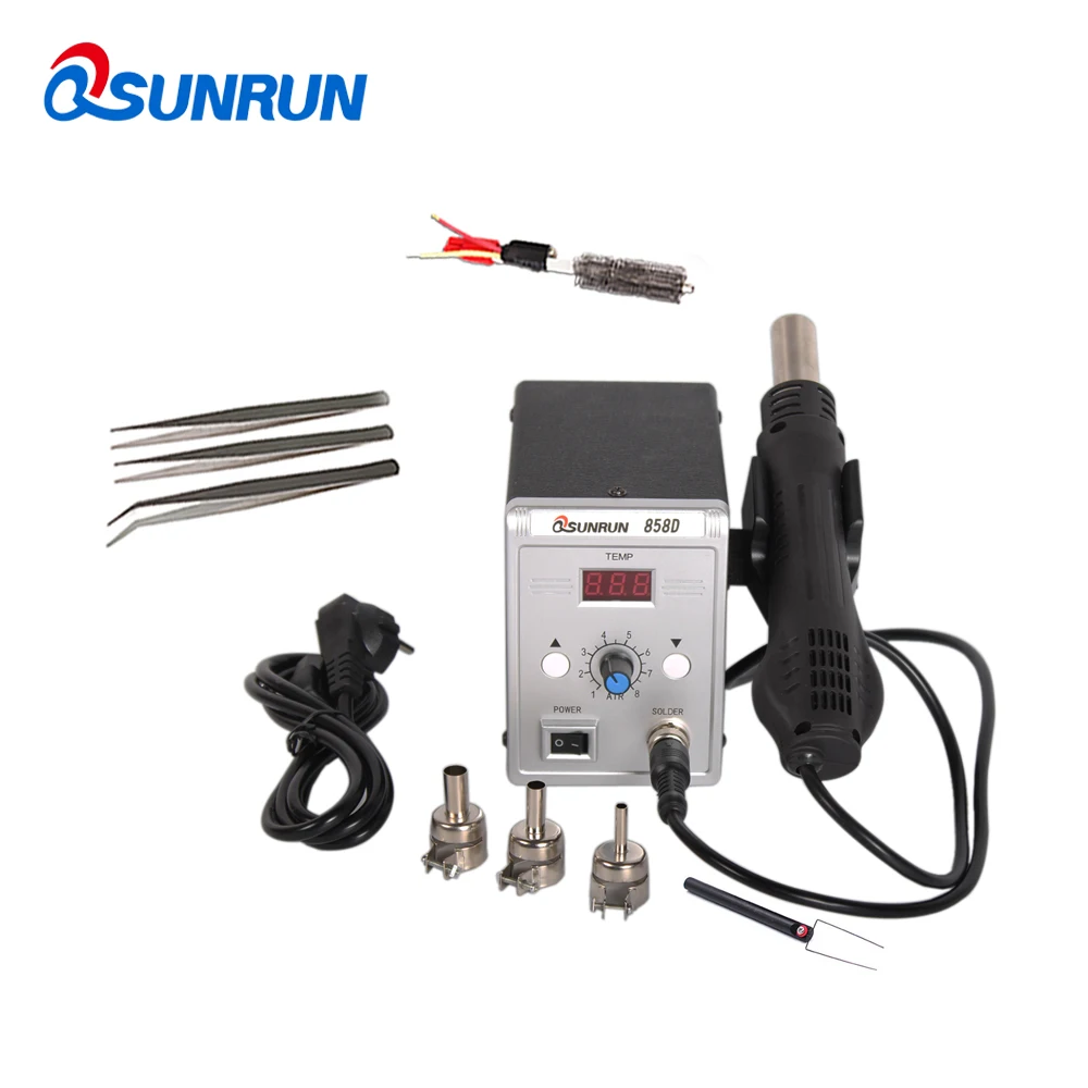 Паяльная станция 700 Вт Qsunrun 858D SMD ESD светодиодный паяльник BGA Тепловая пушка с