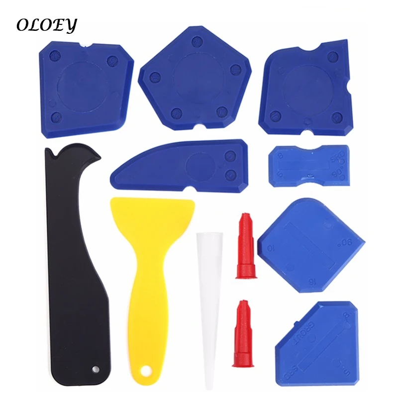 

12pcs Caulking Tool Caulk Finisher Sealant Smooth Scraper Grout Kit Tools Grout Scraper Caulk Remover Caulk Nozzle
