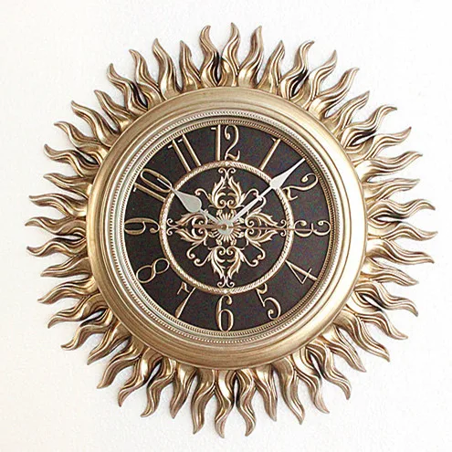 

TUDA2017 watches Home Furnishing Lishengchao luxury European style retro watch round sun clock watch quiet large decorative