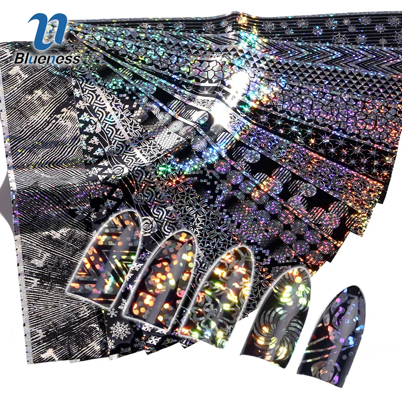 

Blueness 16Rolls Colorful Laser Design Nails Art Transfer Foil Stickers Manicure Nails Accessories Decorations DIY Gel Decals