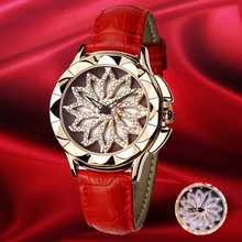 New Rose Gold Watch Woman Quartz Watches Ladies Bracelet Watch Lady 360 Degree Rotation Cool Girl Clock Luxury Relogio Feminino