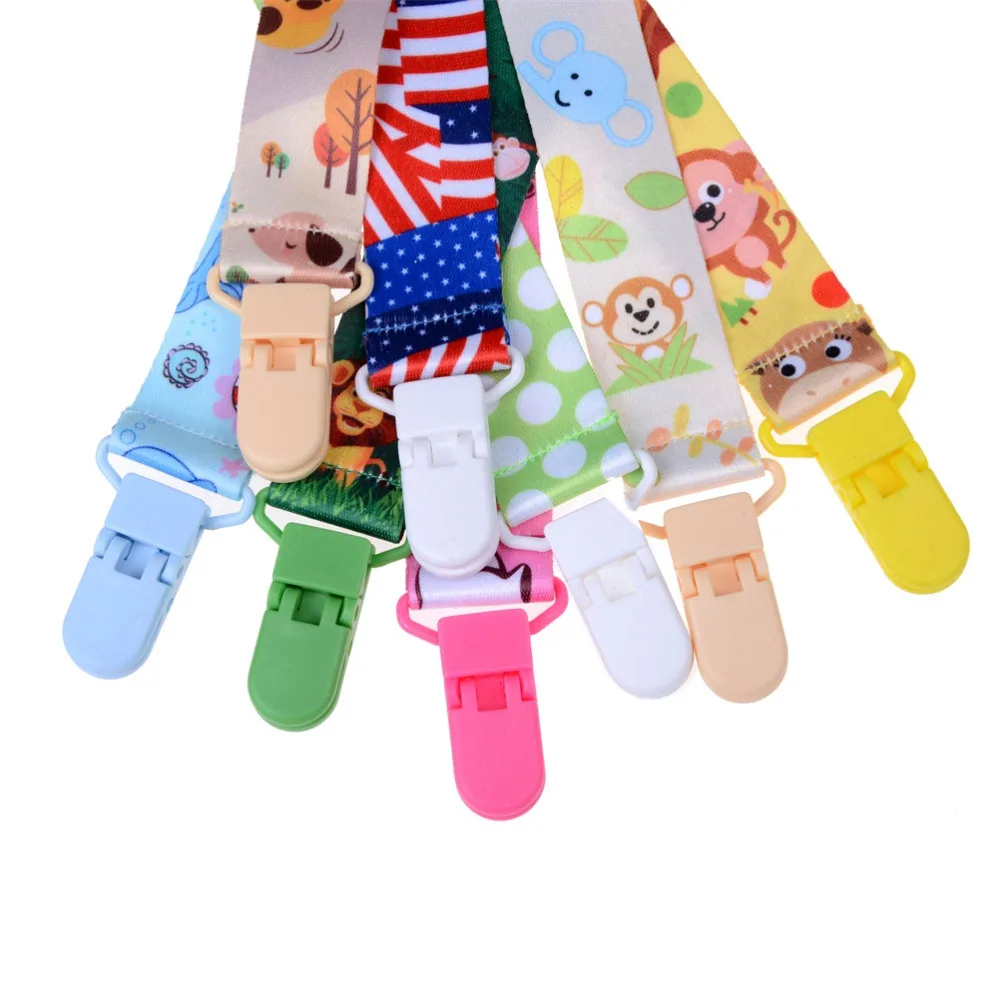 Cartoon Animal Baby Pacifier Clip Chain Infant Feeding Ribbon Leash Strap Dummy Holder Soother