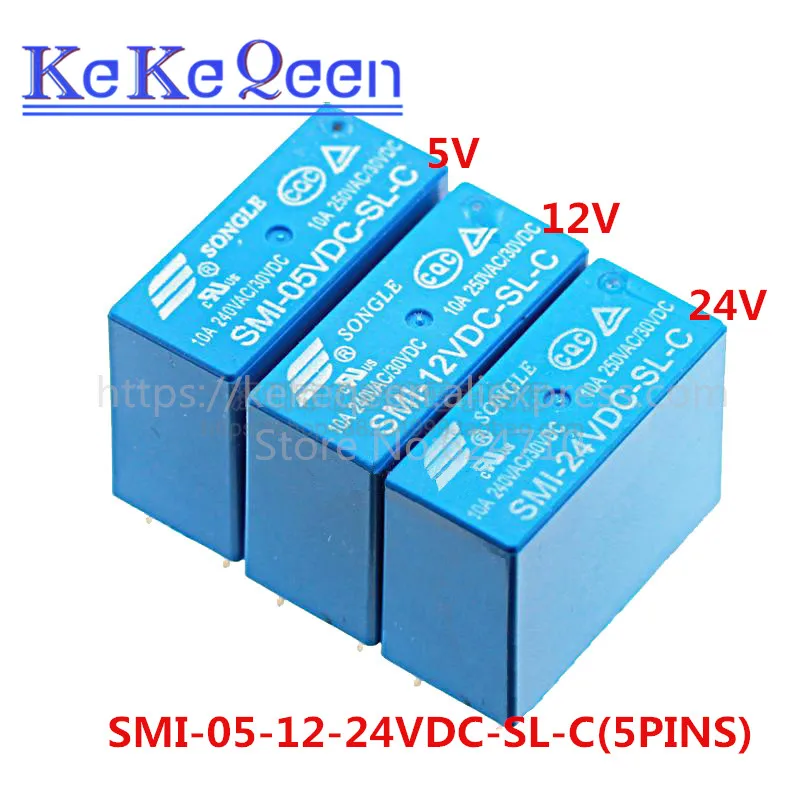 

Power Relays SMI-05VDC-SL-C SMI-12VDC-SL-C SMI-24VDC-SL-C 5V 12V 24V 10A 5PIN Relay A group of normally open New and Original