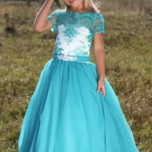 Vestidos коммунит для девочек, новые милые Платья с цветочным узором для девочек на свадьбу, длина до пола, тюль с коротким рукавом