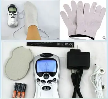 

Electrical Silver Fiber Therapy Electrode Tens Acupuncture digital therapy machine massager 2 electronic pads / 1 Glove / 1 Sock
