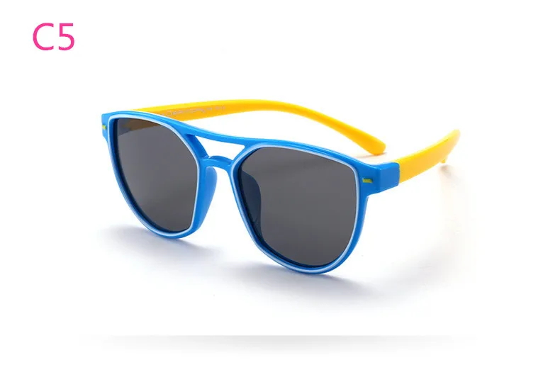 ASUOP2018 new fashion silicone children pilot polarized sunglasses UV400 retro girl round glasses boy color soft brand glasses (12)