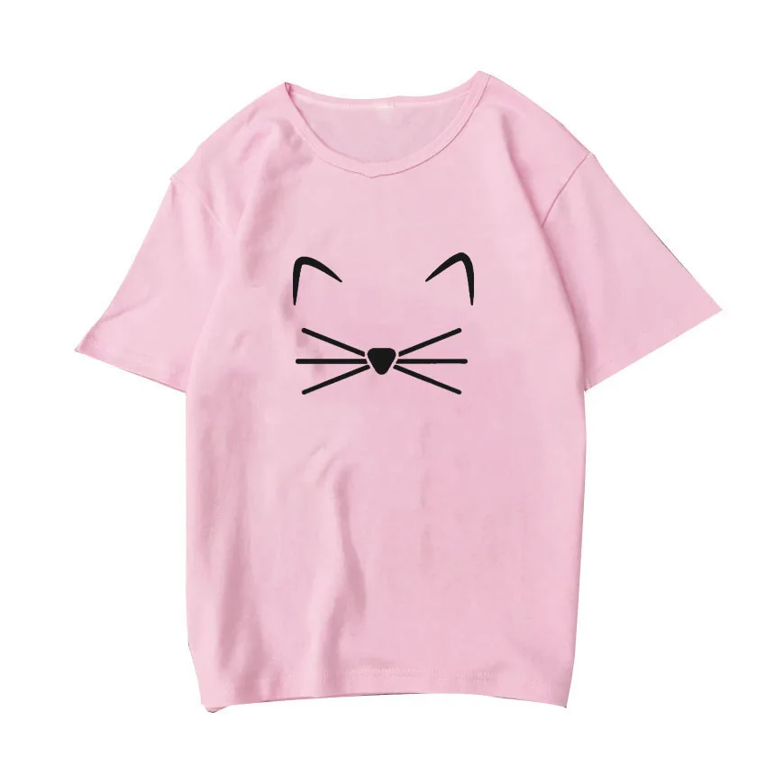Gourd Doll Harajuku, черная футболка, женские топы, мультяшная кошка, лицо, буквенный принт, футболка, летняя, для отдыха, кавайный, Круглый ворот, рок Топ - Цвет: MAO P B