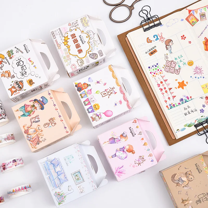 1 коробка мультяшная клейкая лента Washi красивое украшение сделай сам наклейка для