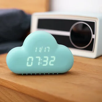 

Cute Cyan Cloud Shape Sound Control Digital Alarm Clock Time Day Display Polish Hot Free Shipping