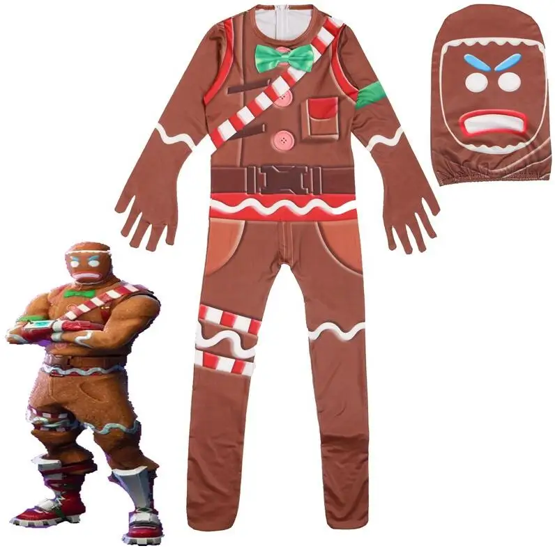 

Gingerbread Man Cosplay Costume Party Halloween Christmas Costume for Kids Brithday Gift Boy's Fancy Jumpsuits Mask Party servi