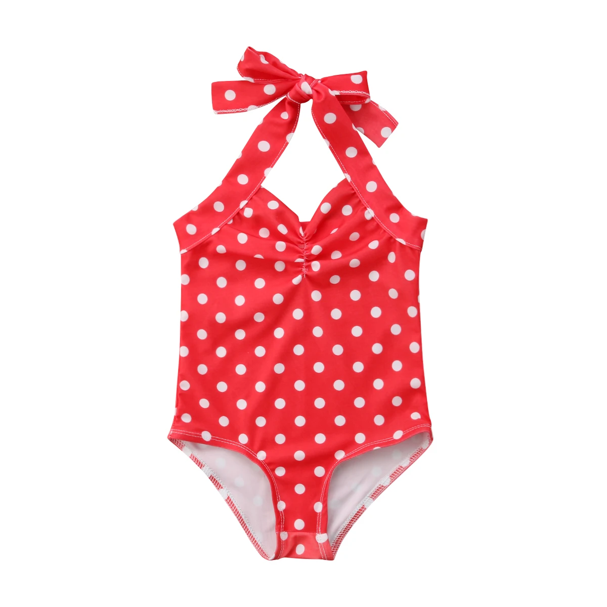 От 0 до 3 лет пляжная одежда для новорожденных; купальник в горошек для маленьких девочек; купальный костюм для малышей; купальный костюм; бикини с лямкой на шее; купальный костюм для малышей - Цвет: Красный