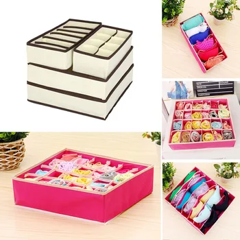 

4pcs Multi-size Bra Underwear Organizer Foldable Home Storage Box Non-woven Wardrobe Drawer Closet Storage Boxes
